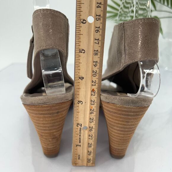 Paul Green Cayanne Beige Tan Shimmer Peep Open Toe Sandal Heel Bootie Size 9.5 - Picture 6 of 14